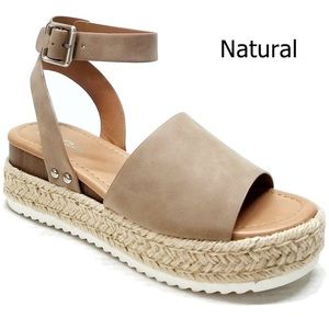 Tan Sofa Espadrille Platform Sandals 7.5